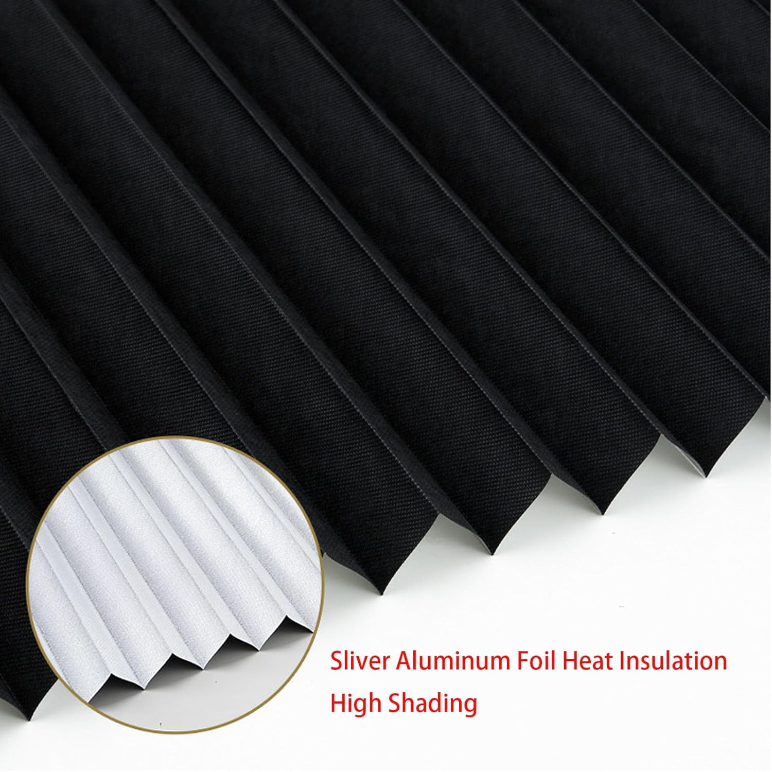 2Pcs Temporary Window Blinds Cordless, Self Adhesive Pleated Paper Blinds Window Shades Blackout Blinds for Windows Doors Non-Woven Fabric No Drill Blinds for Home Office Easy to Cut and Install