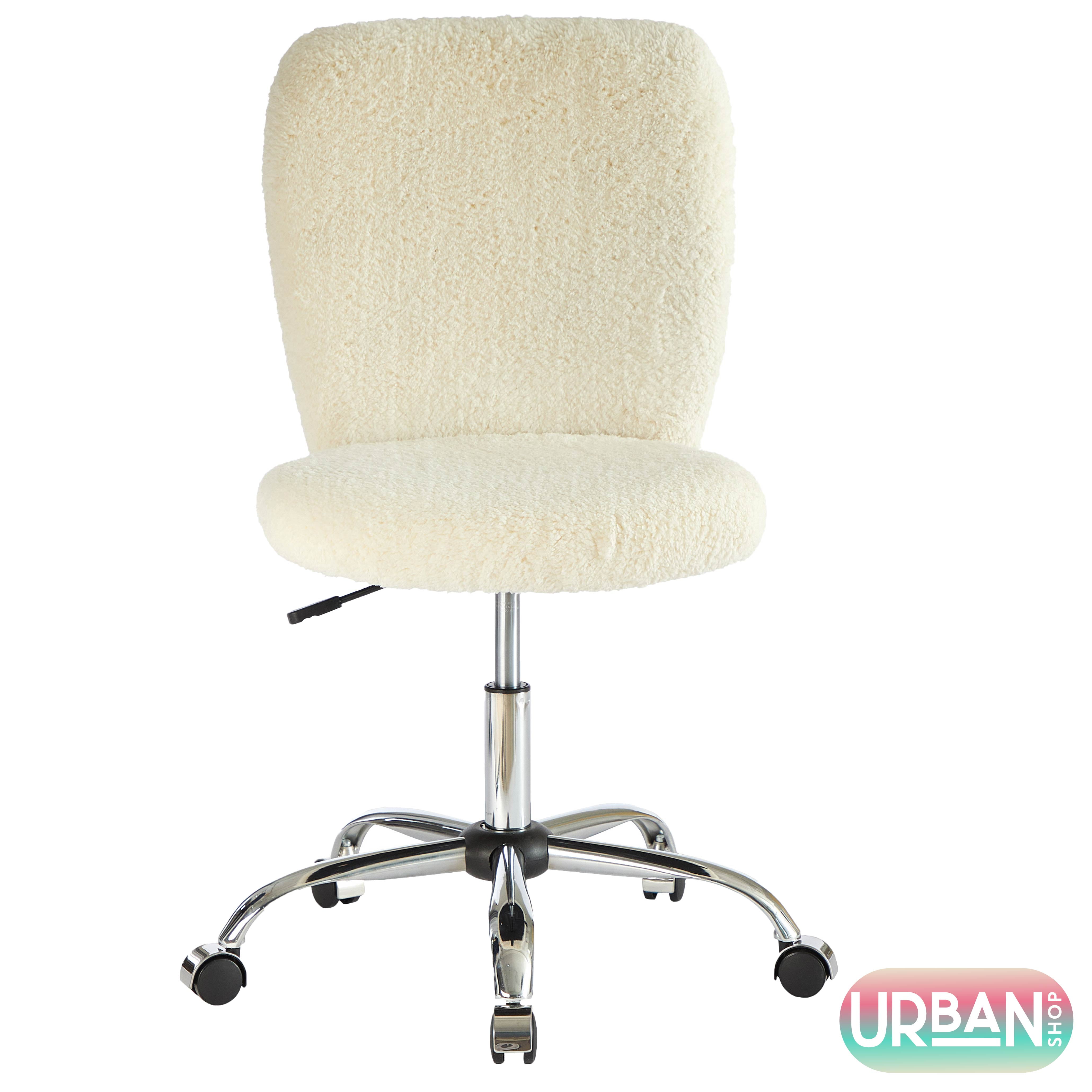 Urban Shop Faux Fur Armless Swivel Task Office Chair, Multiple Colors