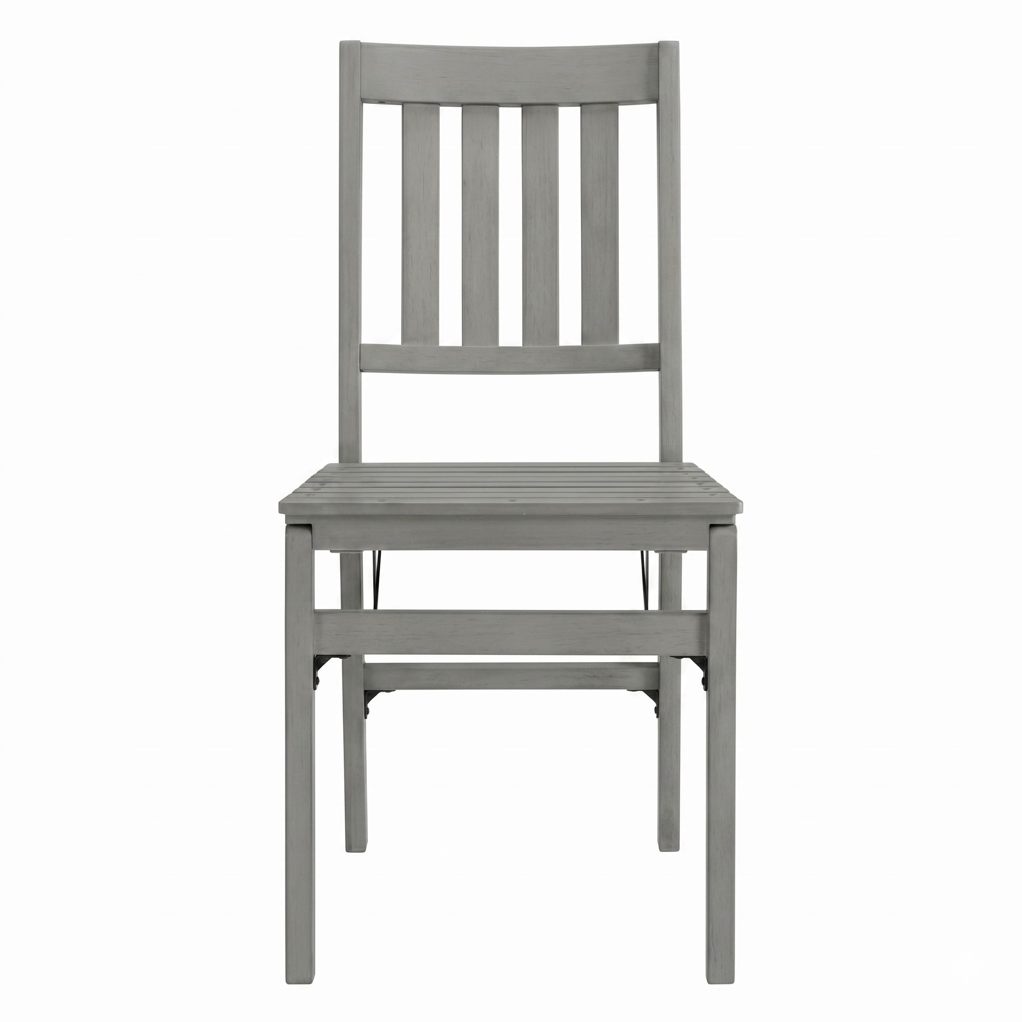 Stakmore Gray Outdoor Solid Hardwood Folding Chair – Classic Slatted Design, Set of 2
