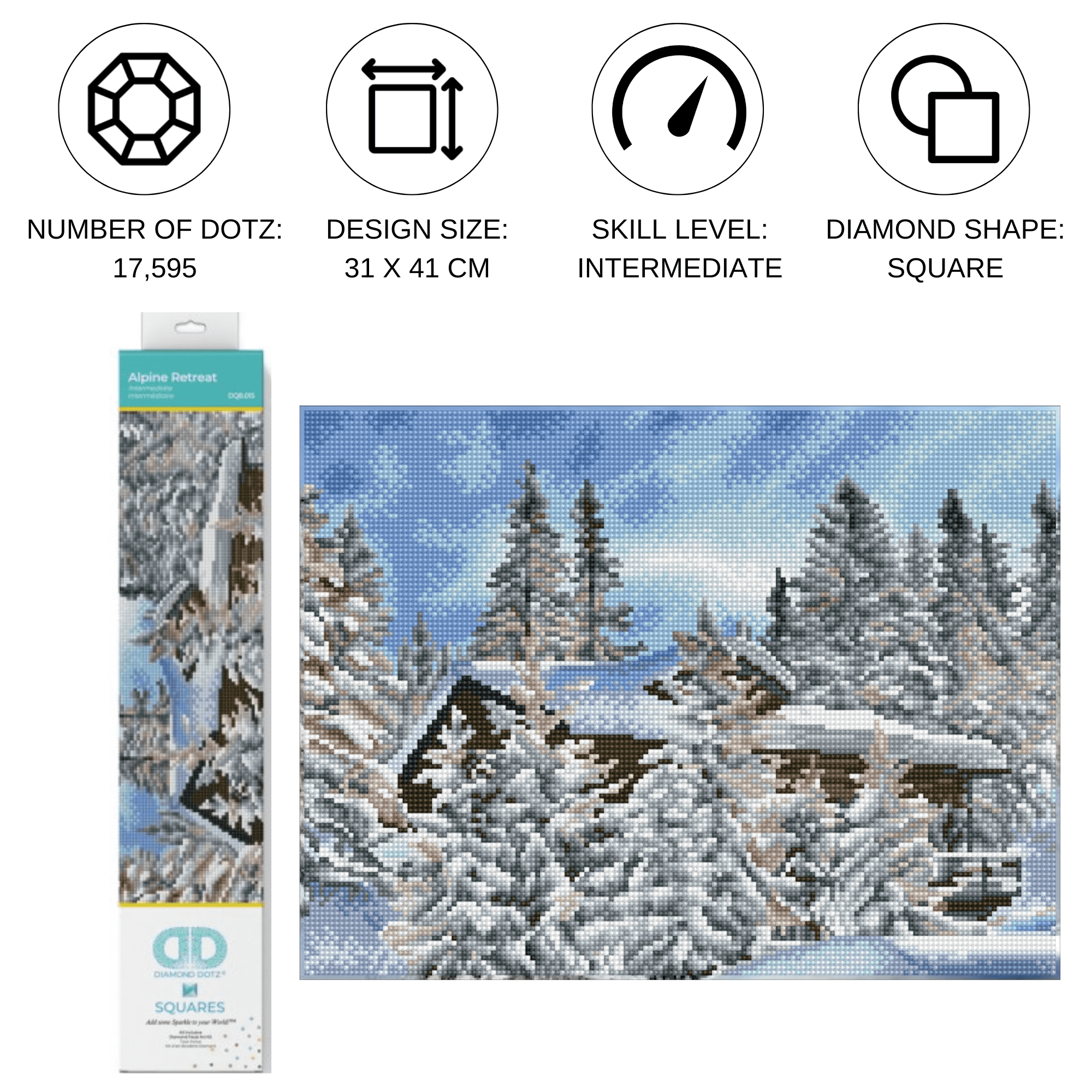 Diamond Dotz Alpine Retreat Diamond Painting Kits for Adults - Diamond Art Kits a Relaxing Creative Craft Kit with Dotz Gems 12.2x16.1