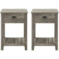 thumbnail image 1 of Walker Edison Lavinia 2-Piece Country 1-Drawer Slat Shelf Side Table Set, 2 Pack, Grey Wash, 1 of 2