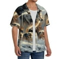 thumbnail image 2 of KLL Wolf Family Winter Wonderland Print Men's Shirt Short Sleeve Button Down Summer Cuba Beach Shirts- Large, 2 of 5