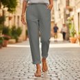 thumbnail image 6 of LEKWK Straight Leg Pants Women Regular Fit Elastic Waist Straight Leg Pants with Pockets Solid Color Casual Pants for Women Comfortable Daily Outfits, 6 of 9