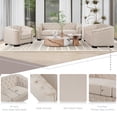 thumbnail image 3 of Miekor Furniture Modern 3-Piece Sofa Sets with Rubber Wood Legs,Velvet Upholstered Couches Sets Including Three Seat Sofa, Loveseat and Single Chair for Living Room Furniture Set,Beige 66617, 3 of 12