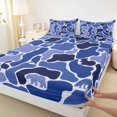 thumbnail image 4 of Castle Fairy Animal Wolf Bear Rabbit Owl Bed Sheets 4-Piece,Vintage Abstract Wildlife Full Size Sheets,Navy Pale Blue,1 Fitted Sheet, 1 Flat Sheet and 2 Pillowcases, 4 of 6