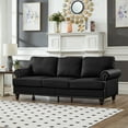 thumbnail image 4 of 2 Piece Set Comfy Sofa Couch, 3 Seater & Loveseat Sofa with Deep Seats, Modern Upholstered Sleeper Couch with Nails for Living Room, Black, 4 of 9