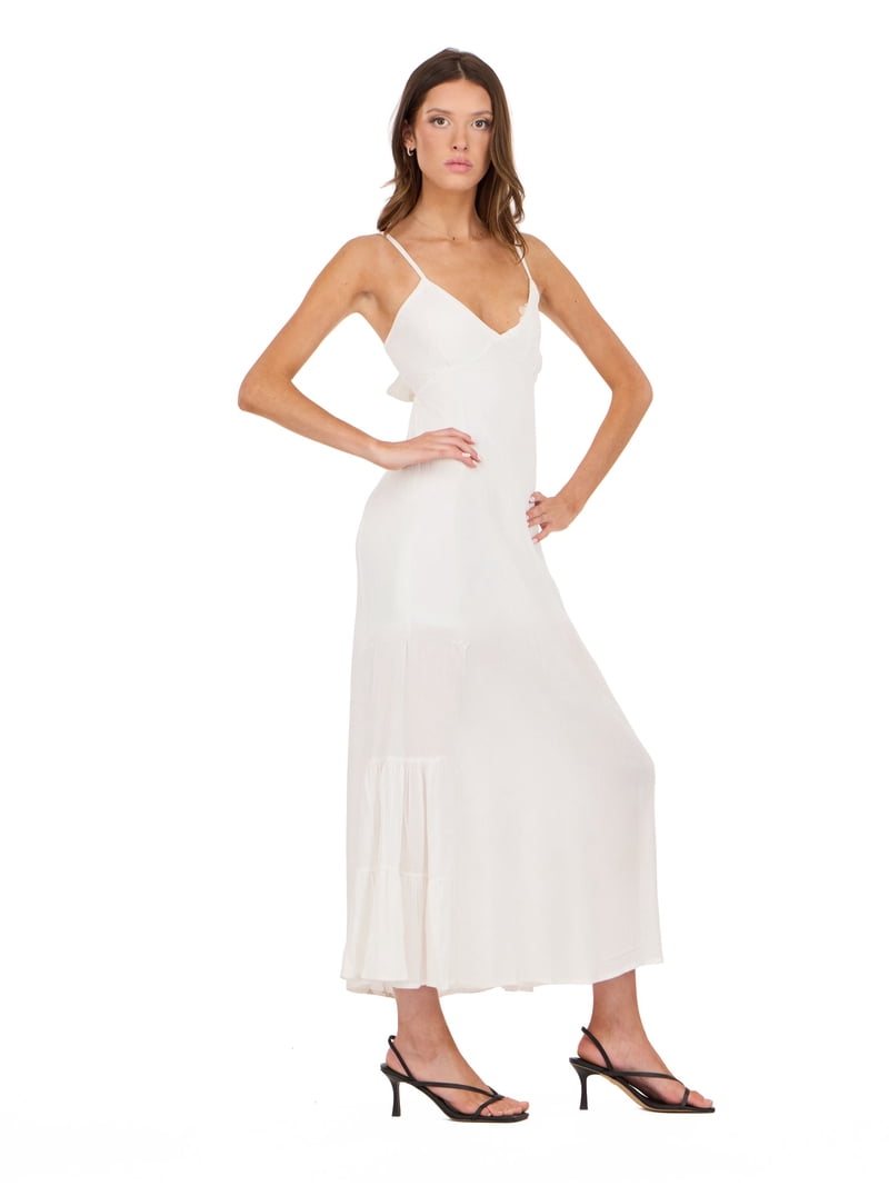 forever 21 white maxi dress Forever 21 Plunging Halter Maxi Dress Vanilla