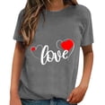 thumbnail image 1 of WEAIXIMIUNG Womens T Shirts Fitted V Neck Valentine's Day Short Sleeved Spring Summer All Printed Pattern Loose Crewneck Top T Shirt, 1 of 4