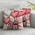 thumbnail image 3 of COMIO  Valentine's Day Pink Love Heart Decorative Throw Pillow Covers, Truck Grey Stripes Porch Outdoor Home Decor, Plaid  Wedding Farmhouse Cushion Case, 3 of 5