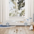 thumbnail image 3 of Miekor Furniture Wooden Race Car Bed,Car-Shaped Platform Twin Bed with Wheels For Teens,White & Blue 553AAK, 3 of 8