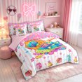 thumbnail image 2 of meiyoeat Pink Ice Cream Baseball Twin Bedding for Girls, Drip Sport Sneaker Bat Bedding Comforter Set, Pink Reversible, 7 Pieces, 2 of 6