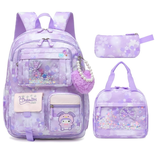 Mochila Alrisg Lovely, mochila escolar para niñas, 17 pulgadas, color morado