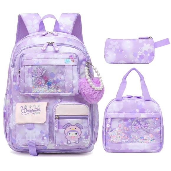 Mochila Alrisg Lovely, mochila escolar para niñas, 17 pulgadas, color morado