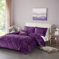 thumbnail image 1 of Intelligent Design Felicia Luxe Comforter Velvet Lush Double Sided Diamond Quilting Modern All Season Bedding Set with Matching Sham, Decorative Pillow, Twin/Twin XL(68"x90"), Purple, 1 of 11