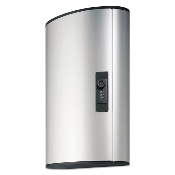 Durable 196723 11.75 in. x 4.63 in. x 15.75 in. 72-Key Brushed Aluminum Locking Key Cabinet - Silver