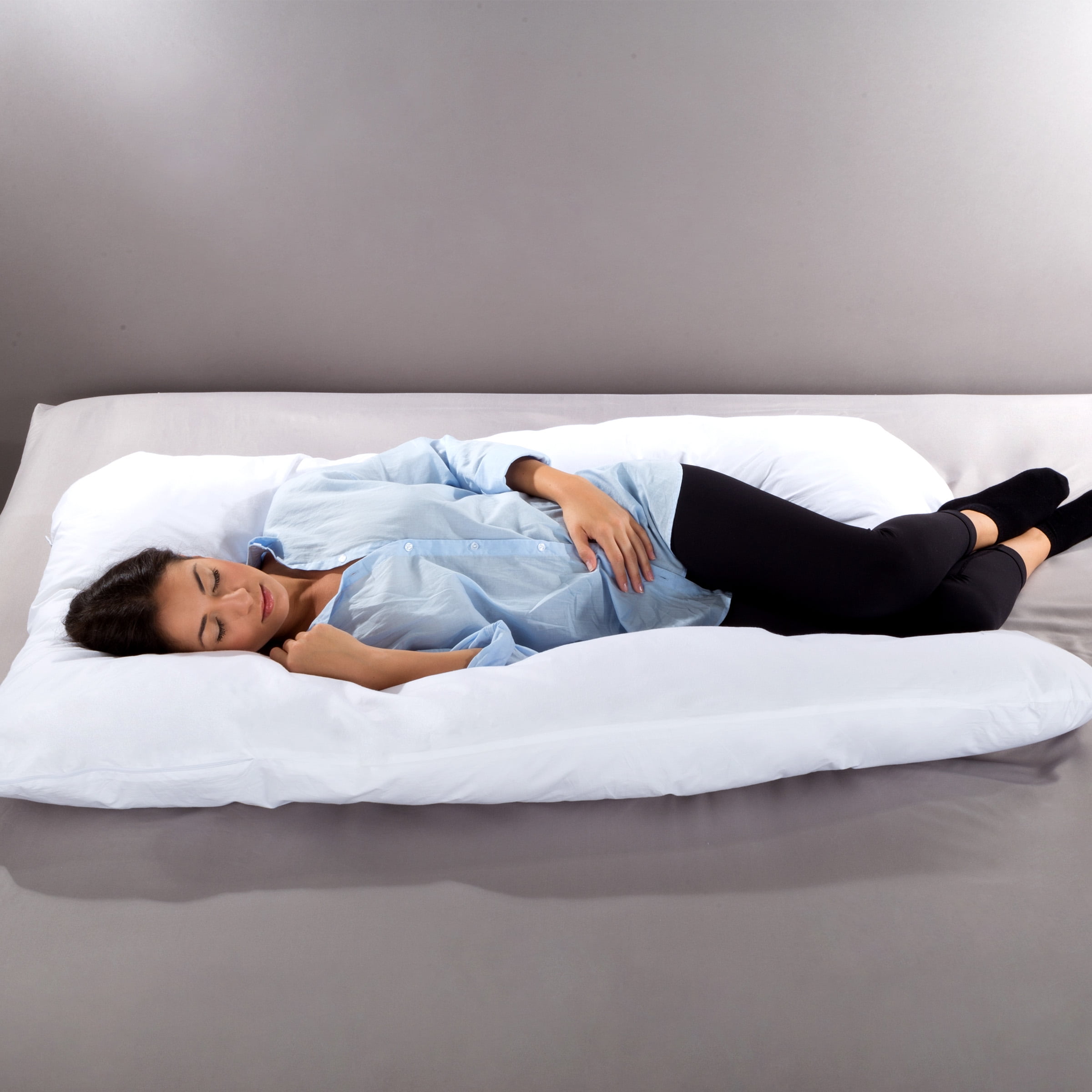 The Comfort-U Total Support Body Pregnancy Pillow w//Case White 130/" Length