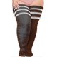 thumbnail image 1 of Calcetines altos de mujer yuxing talla grande muslos gruesos extra largos a rayas café claro y blanco, 1 of 5