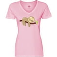thumbnail image 3 of Inktastic Cute Sloth, Baby Sloth, Lazy Sloth, Sleeping Sloth Women's V-Neck T-Shirt, 3 of 5