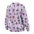 thumbnail image 6 of SCRAWLGOD Christmas Day Crewneck Fall Sweatshirts for Women Trendy Women's Long Sleeve Pullover Tops with Pockets Fashion for Daily Wear, Spots, Office, Holly Poinsettia Sock Bee Print Violet, S, 6 of 7