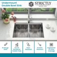 thumbnail image 6 of Strictly Sinks 32 Inch Undermount Workstation Silver Kitchen Sink – Hexagon Texture Double Bowl Sink, 6 of 8