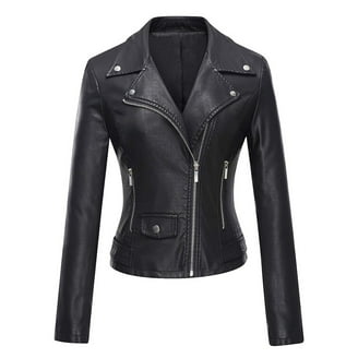 Baberdicy Cropped Jacket Women Plus Size Fashion Leather Jacket