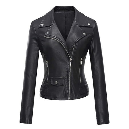Jacket for Women Dressy Coat for Womens Fashion Women's Leather Long Sleeved Short Lapel Jacket Jacket Jacket
