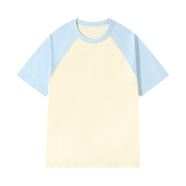 LUOGENLI T-shirts pour Homme pour Hommes T-Shirt Patchwork à Col Rond T-Shirt à Contraste de Couleurs Rétro à Épaules Lourdes T-Shirt Uni Ample à Manches Courtes 4xlt T-shirts pour Hommes T-shirts Graphiques Pâques Bleu Ciel TTG