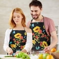 thumbnail image 5 of Black Colorful Flower Leaf Sunflower Apron-Garden Aprons for Women with Pockets-Cotton Linen Waterproof Kitchen Cooking Gardening Aprons Adjustable for Kitchen,Cooking,BBQ and Salon 33x27 Inch, 5 of 7