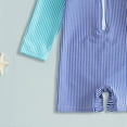 thumbnail image 4 of BOBOGOJP Baby Boys Girls Swimsuit One Piece Striped Zipper Bathing Suit Rash Guard Long Sleeve Seersucker Swimwear Sunsuit Blue for Size 3-6 Months, 4 of 6
