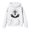 thumbnail image 2 of Tfken Toddler Girls Hoodies Comfortable Summer Sweatshirt Cross Print Long Sleeve Black Tops Size 4-5 Years, 2 of 4
