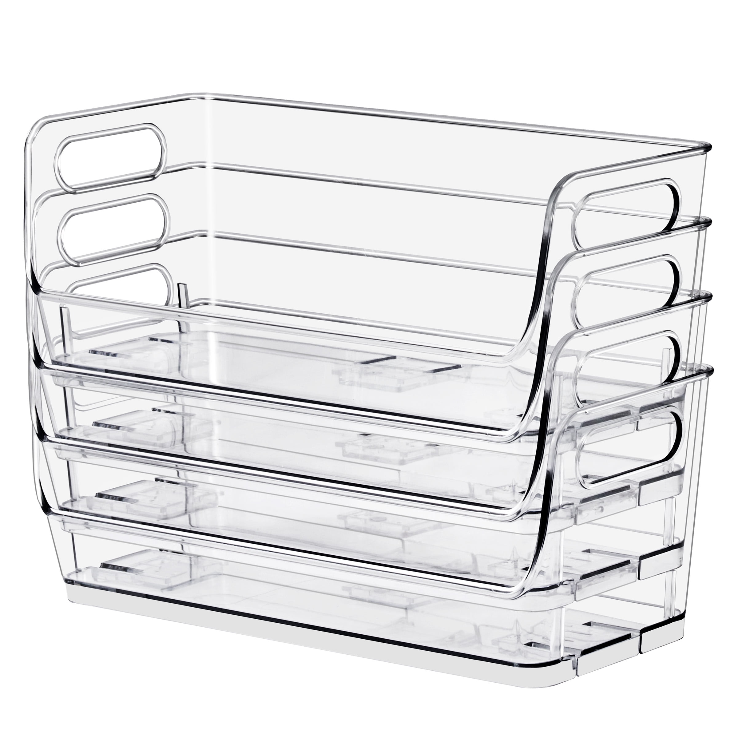 Sorbus Clear Stackable Narrow Storage Bins, Small Open-Front Acrylic Pantry Organizers, 4 Pack