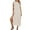 Beige, variant on LYEAA Going out Dresses for Women Crew Neck Sleeveless Knit Slit Elegant Long Dresses Solid Casual Dressy Tie Waist Pullover Dresses Modest Holiday Dresses Black S