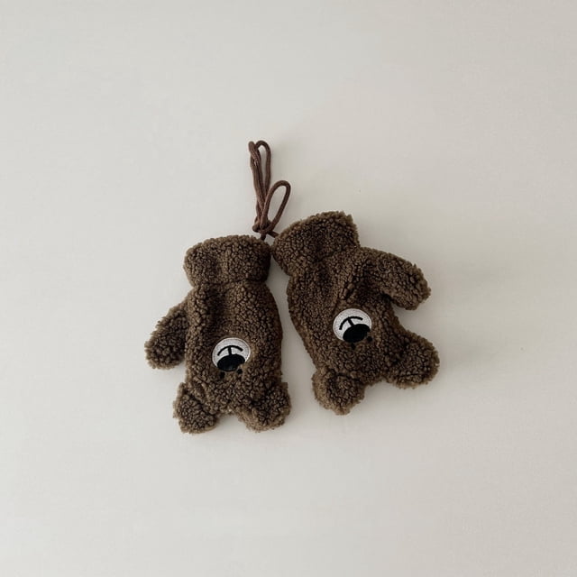 Bufanda de otoño para niños, guantes de oso de dibujos animados de invierno, bufanda para bebés para niños y niñas