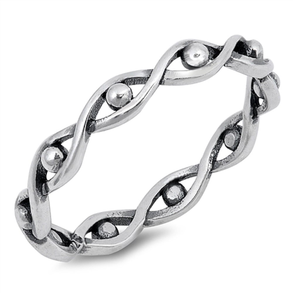 CloseoutWarehouse Oxidized Sterling Silver Intertwined Infinity Rope Band Ring