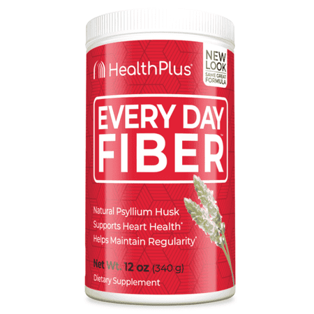 Health Plus Every Day Fiber Digestive Support | All Natural Daily Fiber To Reduce Bloating | Psyllium Husk | Supports Heart Health | 12 Ounces, 48 Servings