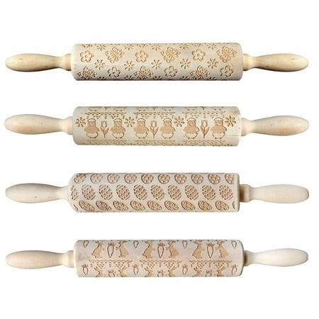 

Tiyuyo Easter Day Embossing Wood Rolling Pin for DIY Baking Cookies (Butterfly)
