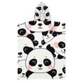 Happy Cute Pandas Kid Hooded Beach Towel 27.5x27.5 inch Bath Poncho