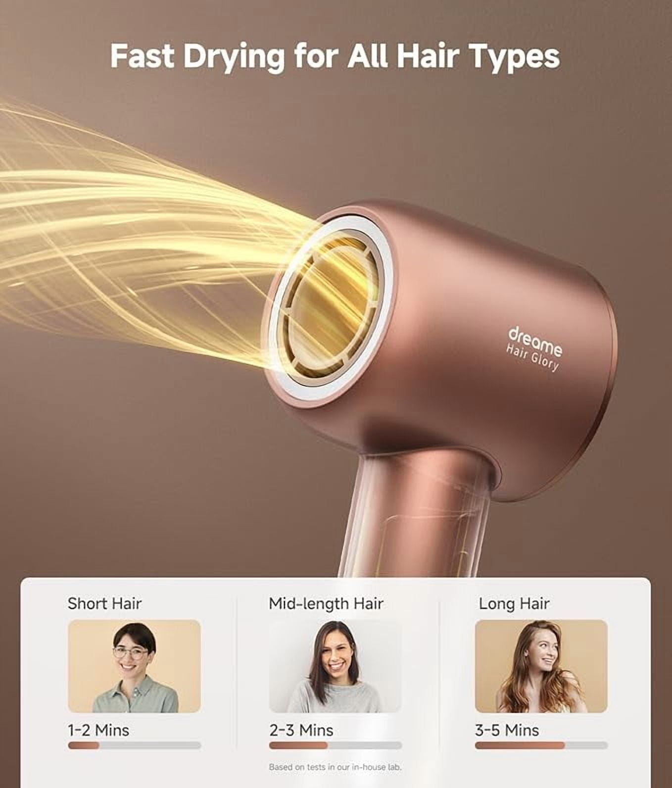 DREAME Hair Glory Combo High-Speed Hair Dryer, 110,000 RPM Motor, 300 Million Negative Ions, Fast-Dry in 2 Minutes, Smart Temp Control, for Smooth, Shiny Hair