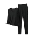 thumbnail image 2 of ylioge Womens Plus Size Pajama Sets M-5X 2 Piece Long Sleeve Tops and Pants Loungewear Outfits Casual Solid Color Soft-Modal Homewear Pajamas Set, 2 of 5