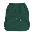 thumbnail image 2 of YgkuHd Cargo Skirt for Women Casual Fashion Pants Ladies Solid-color Stretch Belt Skirt String Button Pockets Shorts Dress Work Skirt with Pocket,Green_XL, 2 of 8