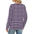 thumbnail image 5 of Nokdvo Women's Sweatshirt Fashion 2025 Plaid Round Neck Pullover Long Sleeve Casual Loose Fitting Shirts,Purple S, 5 of 5