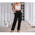 thumbnail image 4 of Pantalones Cargo for mujer, pantalones elásticos de cintura alta, pantalones de viaje de pierna ancha, pantalones casuales holgados, ropa de calle de senderismo con múltiples bolsillos, 4 of 7