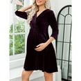 thumbnail image 2 of Yesfashion Women's Velvet Retro V-neck A-line Sexy Maternity Dress Holiday Evening Wedding Guest Dress, 2 of 5