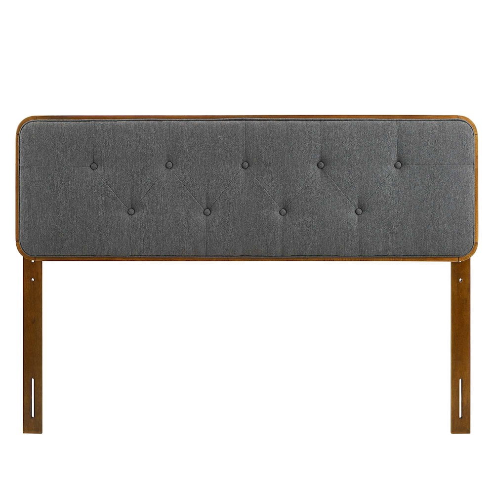 Modway Collins Tufted Full Fabric and Wood Headboard in Walnut/Charcoal