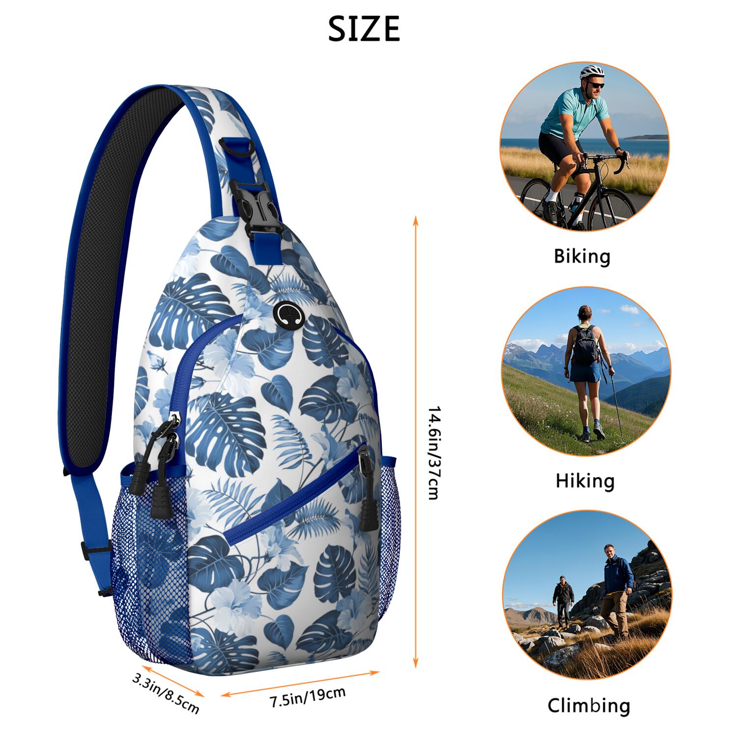 Tropical Flowers Shoulder Backpack - Vibrant Boho Daypack - Ideal for Travel, Festivals, Summer Activities