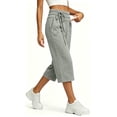 thumbnail image 7 of Capri Pants for Women Solid Color Loose Wide Leg Jogger Pants Elastic Double Drawstring Waist Button Cuff Thick Warm Fleece Stretch Breathable Casual Street Daily Walking Shopping Outdoor, 7 of 7