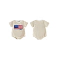 thumbnail image 2 of BemeyourBBs Newborn Baby Boy Girl 4th of July Outfit Infant Baby Independent Day Patriot Clothes Waffled Bubble Romper Stripe America Flag Short Sleeve Bodysuit Baby Boy Girl Summer Clothes, 2 of 8