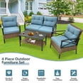 thumbnail image 5 of Patio Sofa Set, 4 Pieces Outdoor Sectional Furniture, All-Weather PE Rattan Wicker Patio Conversation Set, Cushioned Sofa Set with Coffee Table for Patio Garden Poolside Deck, 5 of 8