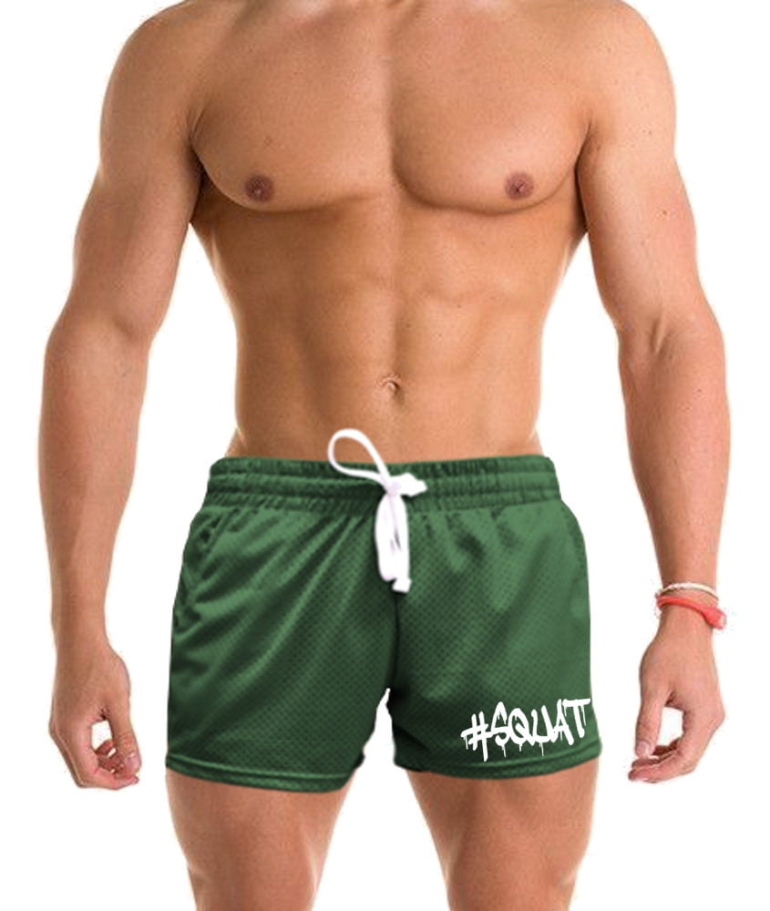 Interstate Apparel Men's Dripping Squat V274 Green Mesh Gym Shorts X