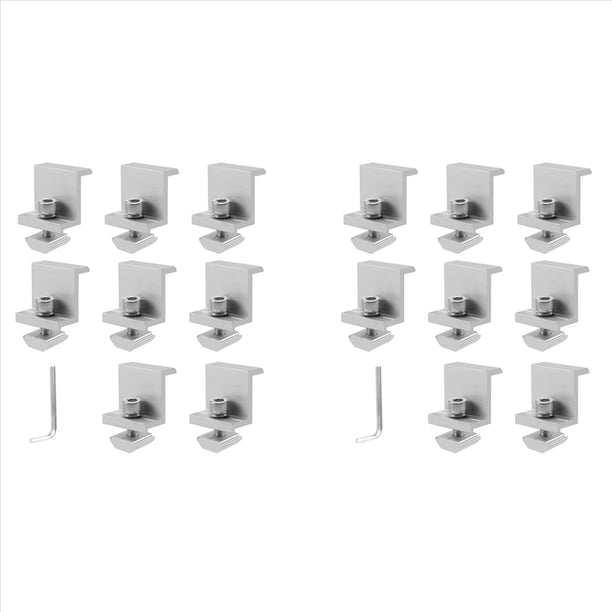 Soportes de Montaje para Paneles Solares, 16 Piezas de Abrazadera Extremo de Panel Solar de Aluminio de 30 A 45 mm de Ajustable, Soporte de Panel Solar para Techo de Metal
